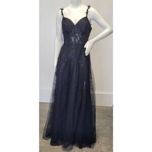 NWOT Black Formal Gown Prom Dress Wedding Party Bridesmaid MOTB